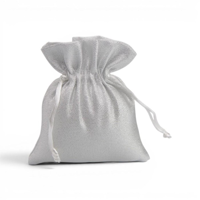 SACCHETTO STOFFA ARGENTO 10X12